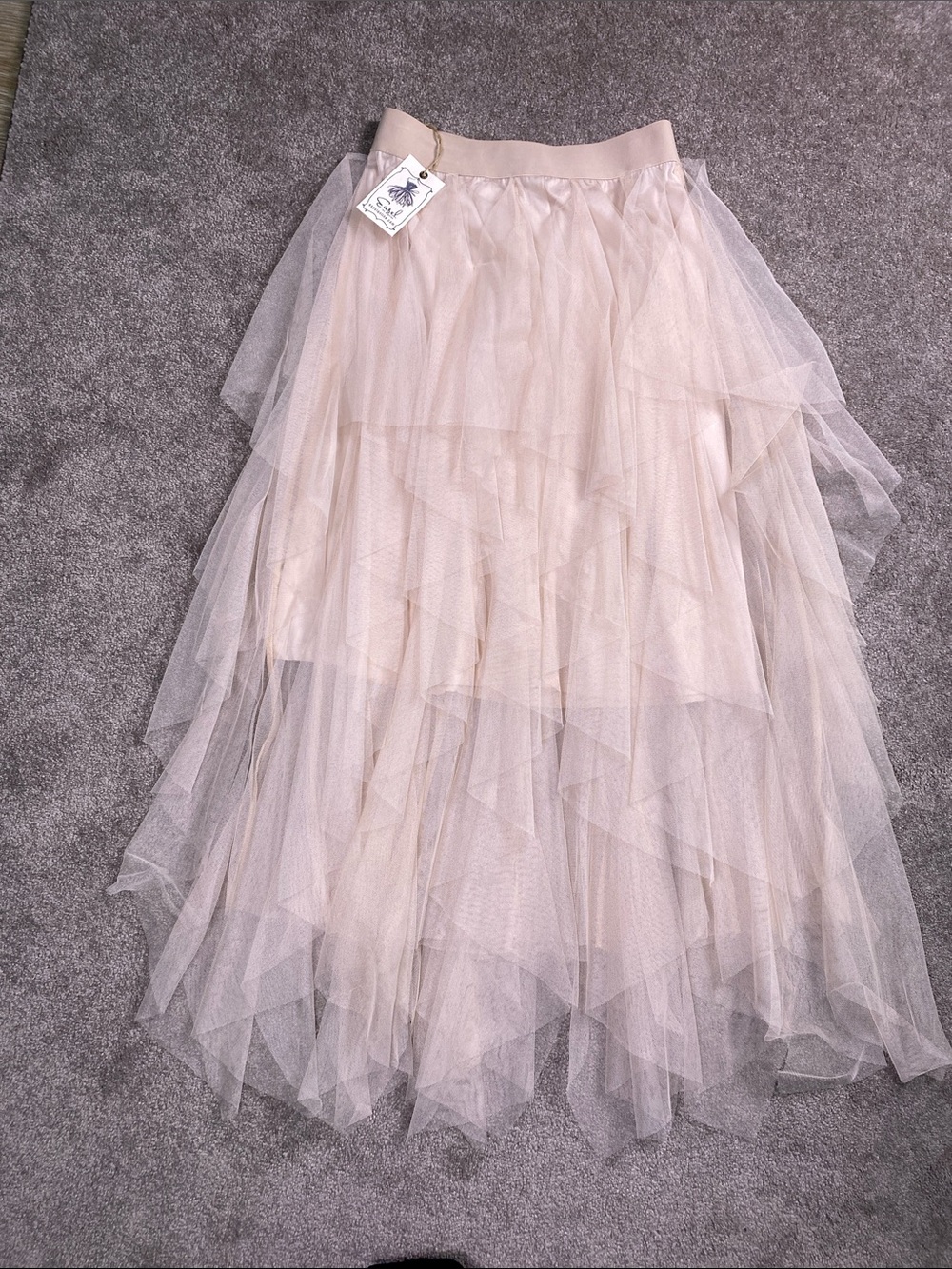 Easel Layered Tulle A-Line Skirt - Blush Pink lined elastic waist Size Small NWT